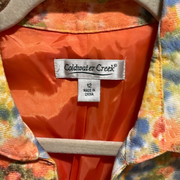 Coldwater Creek Vibrant Orange and Blue Floral Print Jacket Size 12 - Picture 2 of 4